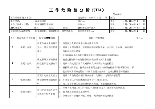 工作危险性分析混凝土工