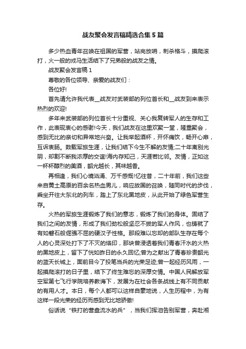 战友聚会发言稿精选合集5篇