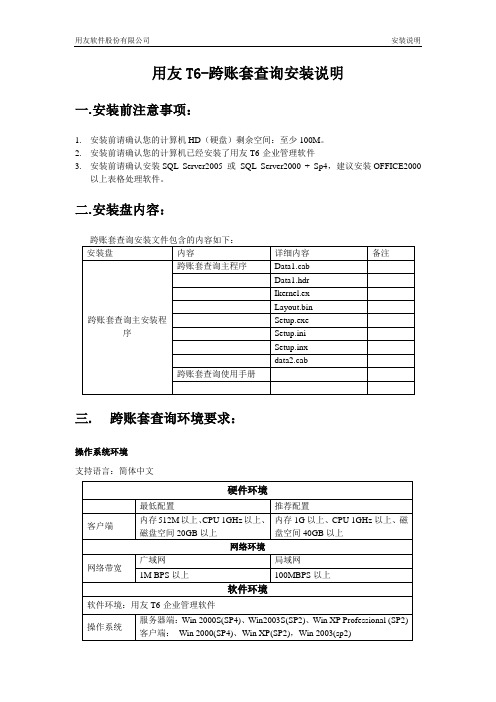 用友T6-跨账查询产品安装说明