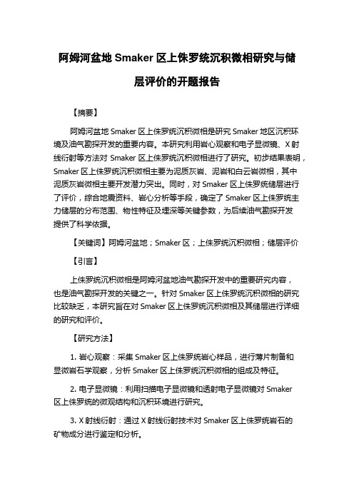 阿姆河盆地Smaker区上侏罗统沉积微相研究与储层评价的开题报告