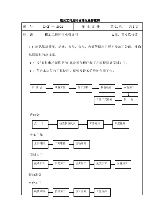 粗加工岗厨师标准化操作流程