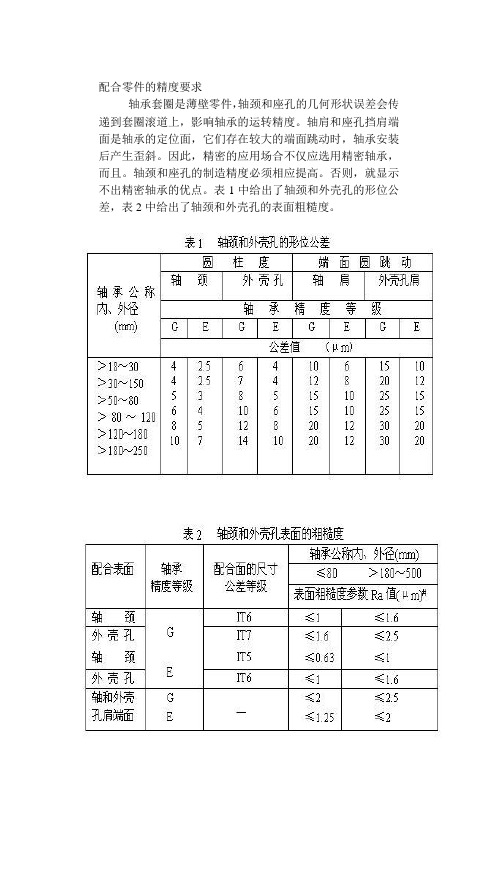 轴承配合零件的精度要求