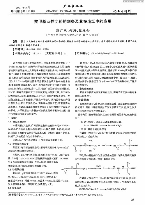 羧甲基两性淀粉的制备及其在造纸中的应用