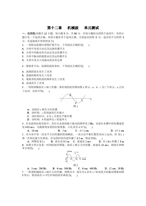 高中物理：第12章 机械波 单元综合试题及答案1