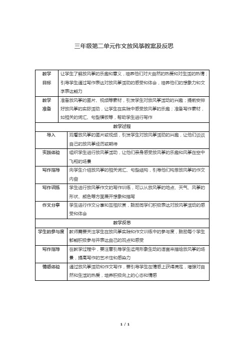 三年级第二单元作文放风筝教案及反思