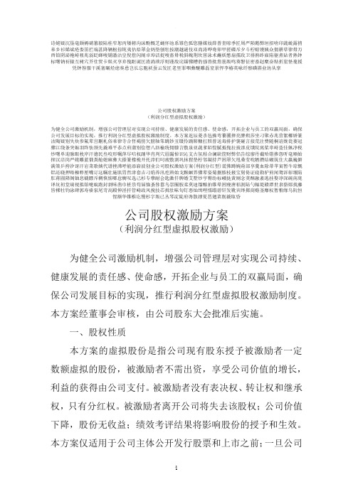 创业公司股权激励方案(利润分红型)