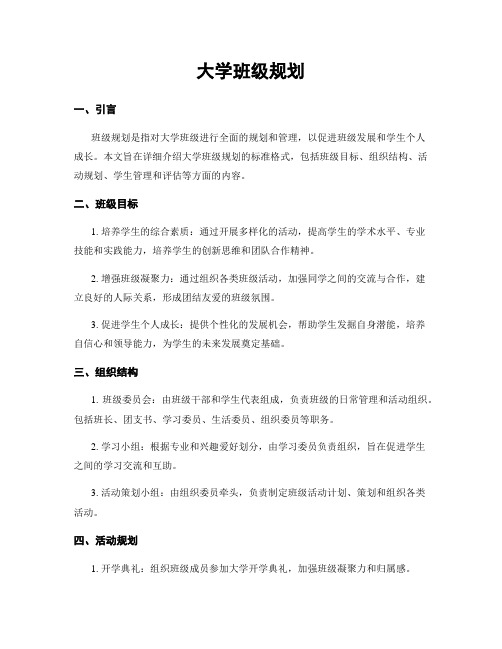 大学班级规划