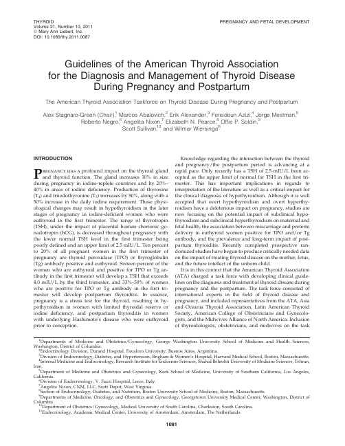 Guidelines of the American Thyroid Association for the Diagnosis and Management of Thyroid Disease D