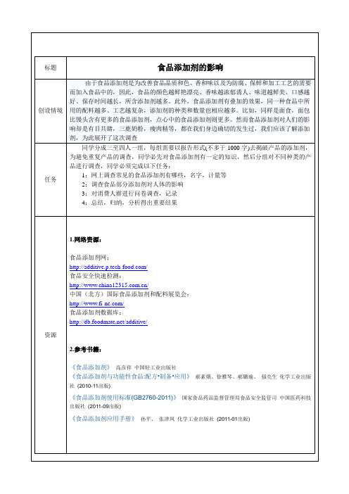 食品添加剂调查报告