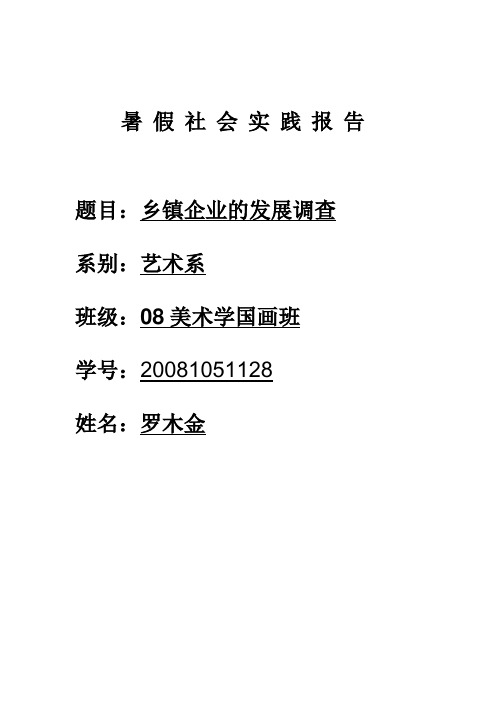 暑假社会实践报告乡镇企业发展的调查