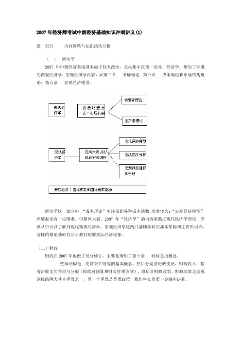 2007年经济师考试中级经济基础知识冲刺讲义