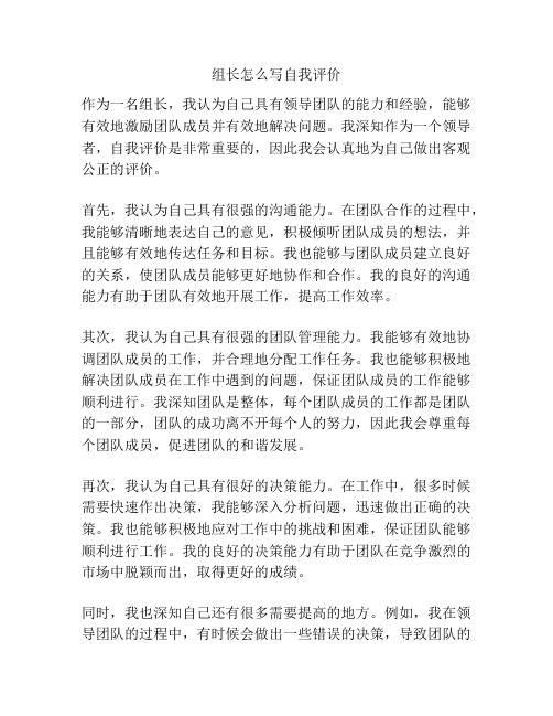 组长怎么写自我评价