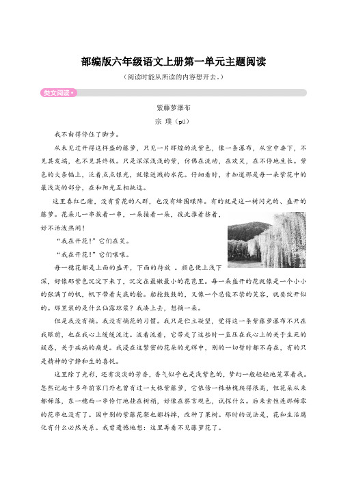 部编版六年级语文上册第一单元主题阅读附答案 (1)