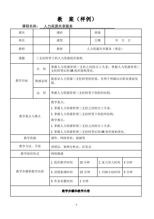 三支柱转型下的人力资源组织架构(教案).doc