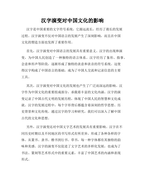 汉字演变对中国文化的影响