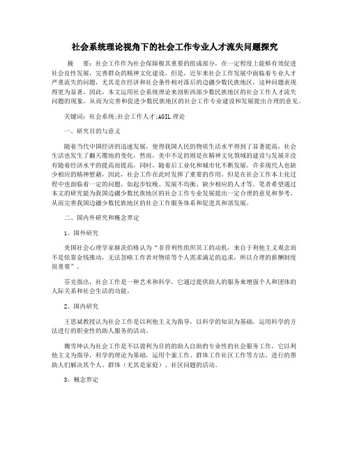 社会系统理论视角下的社会工作专业人才流失问题探究