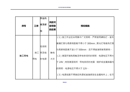 施工安全风险识别评估及预控措施