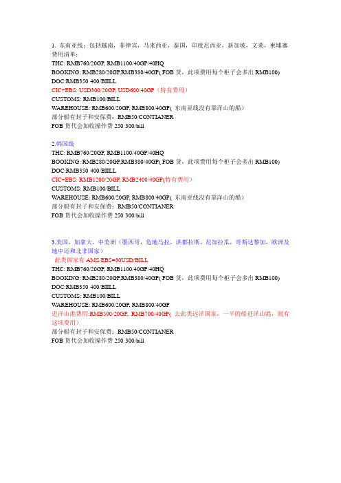 本地费用清单