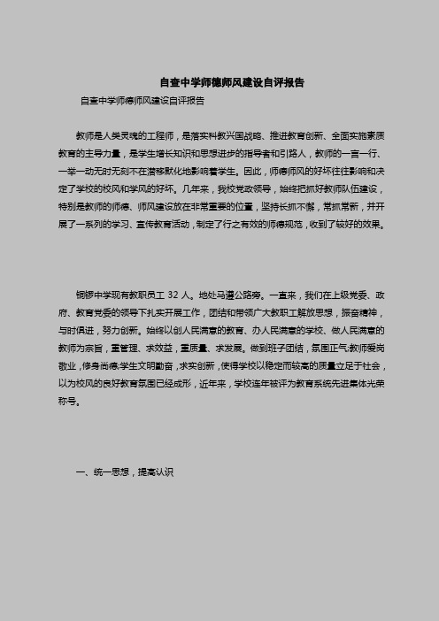 2018最新自查报告范本模板-自查中学师德师风建设自评报告