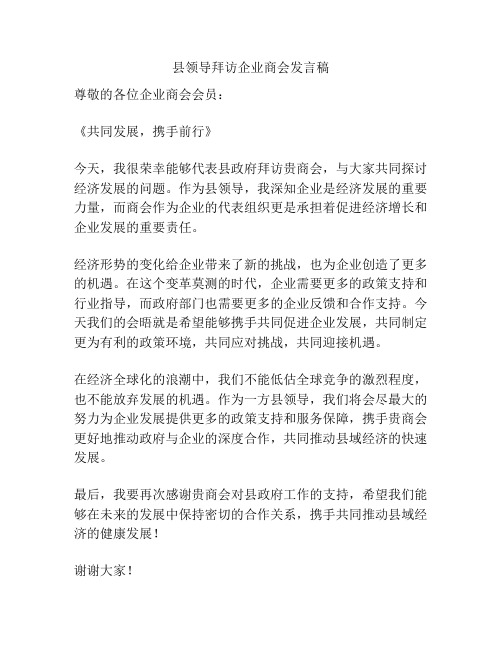 县领导拜访企业商会发言稿