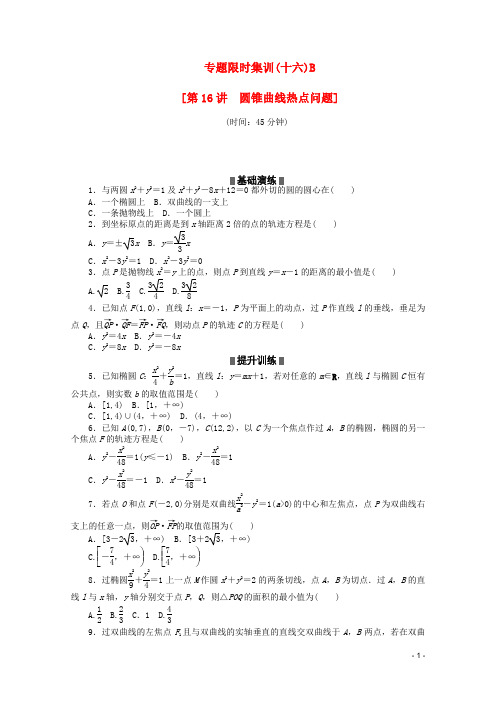 高考数学二轮复习 专题限时集训(十六)B 理(解析版)