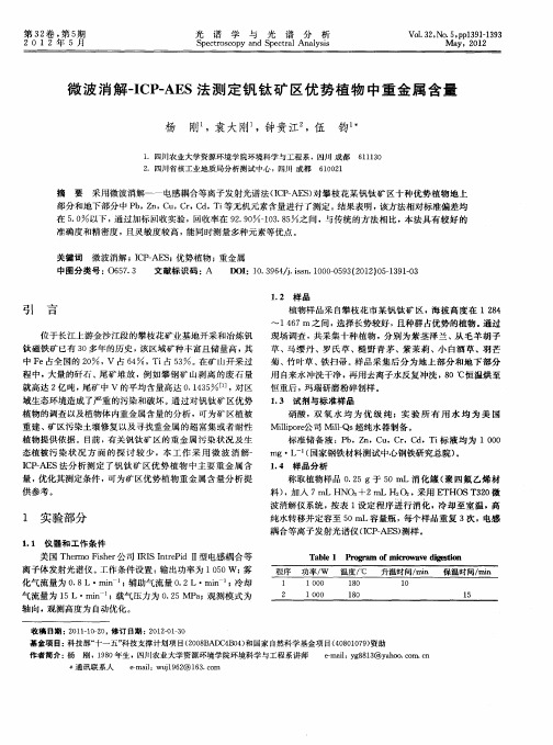 微波消解-ICP-AES法测定钒钛矿区优势植物中重金属含量