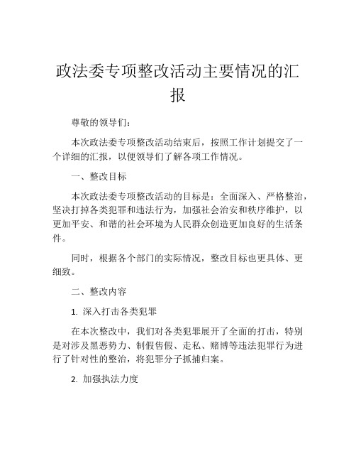 政法委专项整改活动主要情况的汇报