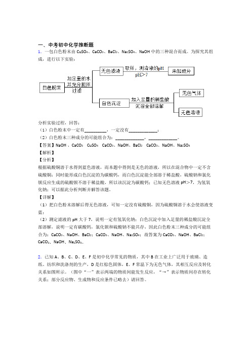 中考化学专题复习推断题的综合题附答案