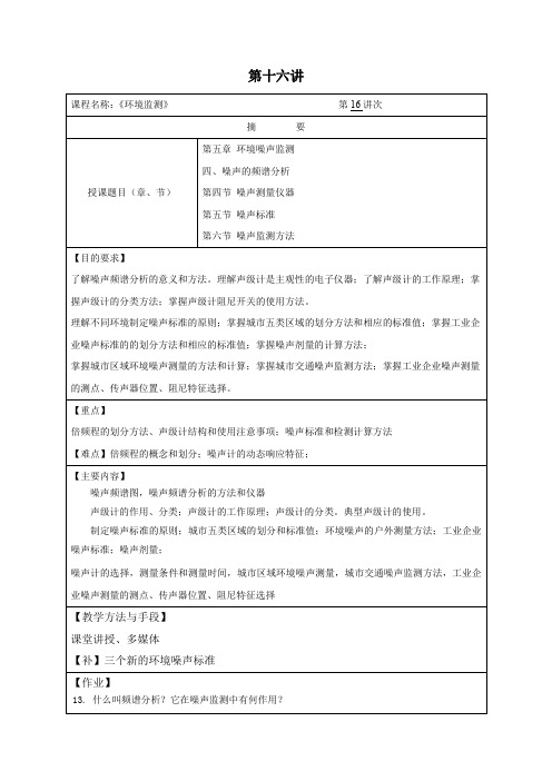 华北理工环境监测教案05环境噪声监测-2噪声测量仪器及监测方法