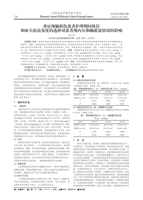 重症颅脑损伤患者护理期间体位和床头抬高角度的选择对患者颅内压