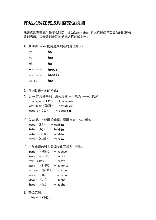 西班牙语 陈述式现在完成时