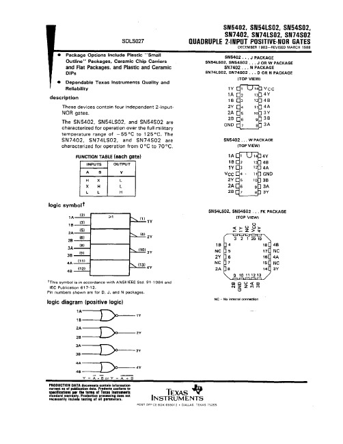 SNJ54LS02FK中文资料