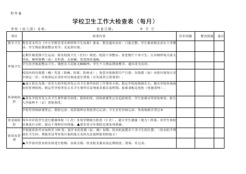 学校卫生工作大检查表(每月)