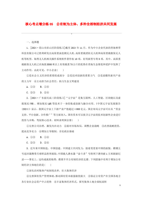 2025版新教材高考政治复习特训卷核心考点增分练05公有制为主体多种所有制经济共同发展