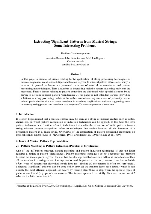 Extracting significant patterns from musical strings