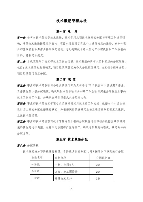 技术部门激励管理办法