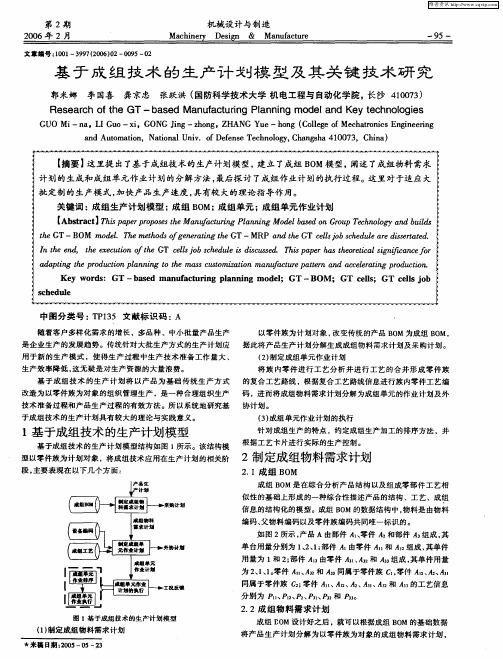 基于成组技术的生产计划模型及其关键技术研究