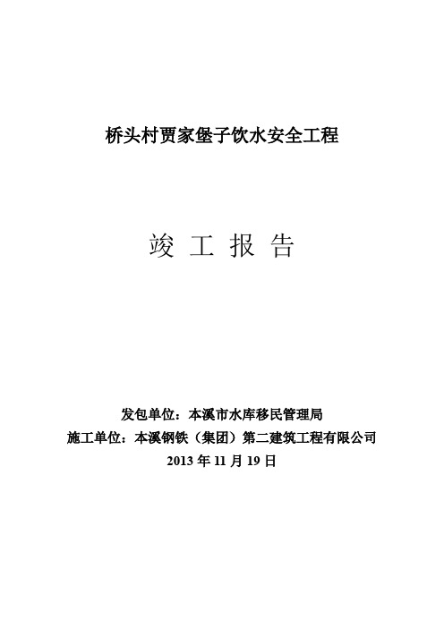 桥头村贾家堡子饮水安全工程竣工资料