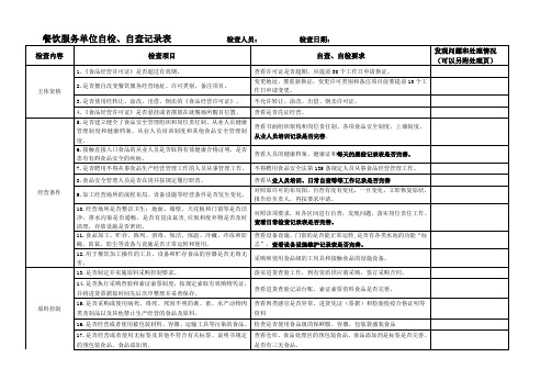 餐饮服务自查记录表