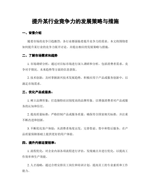 提升某行业竞争力的发展策略与措施