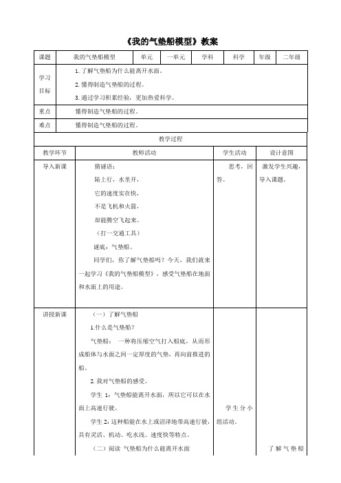 大象版科学小学二年级下册同步教案(全册)