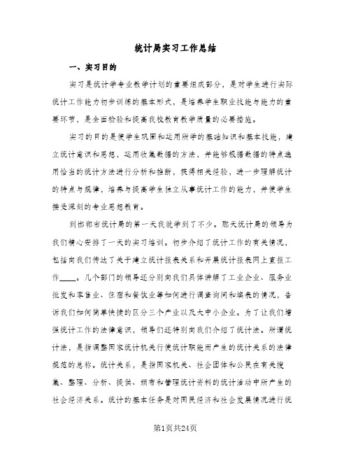 统计局实习工作总结(五篇)