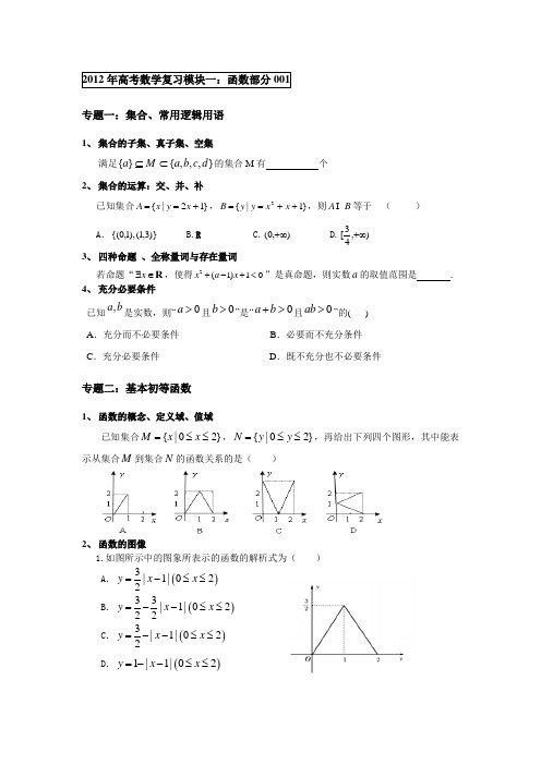 2012年高考数学知识点回顾复习：函数部分001