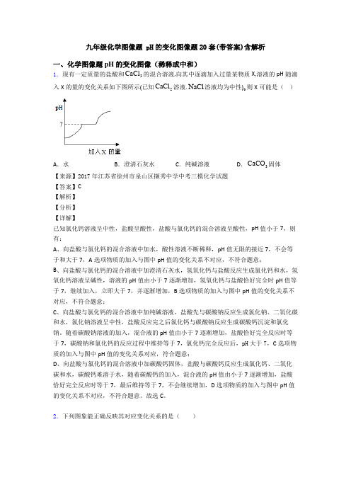 九年级化学图像题 pH的变化图像题20套(带答案)含解析