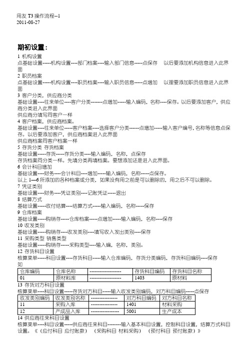 用友T3标准版操作流程