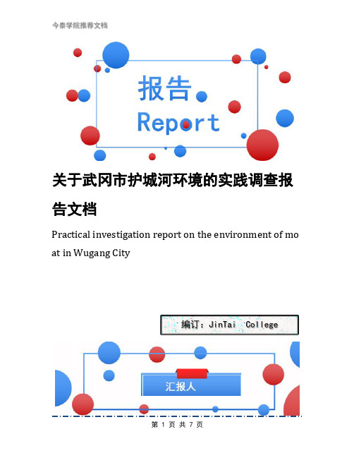 关于武冈市护城河环境的实践调查报告文档(1)