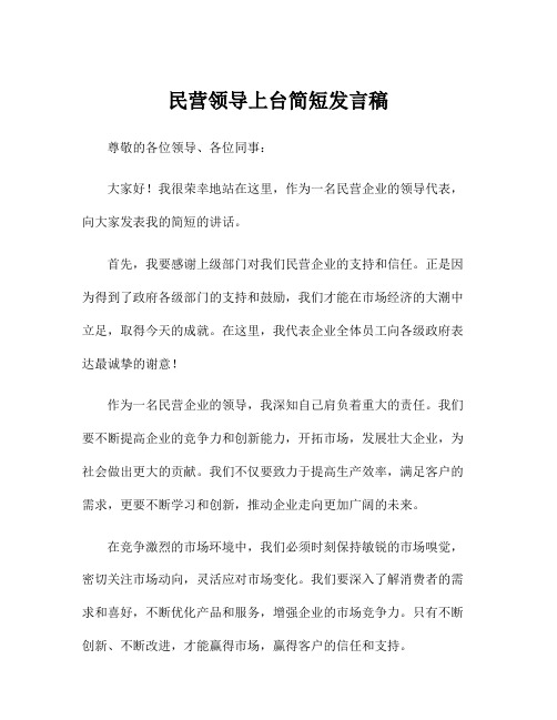 民营领导上台简短发言稿