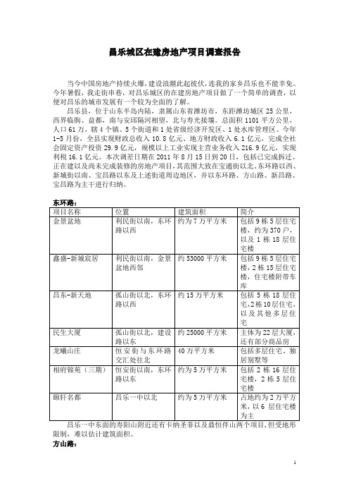 昌乐县在建房地产项目调查报告