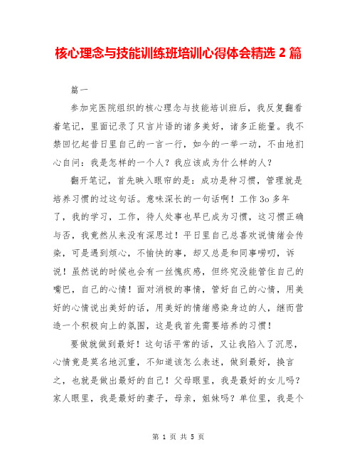 核心理念与技能训练班培训心得体会精选2篇