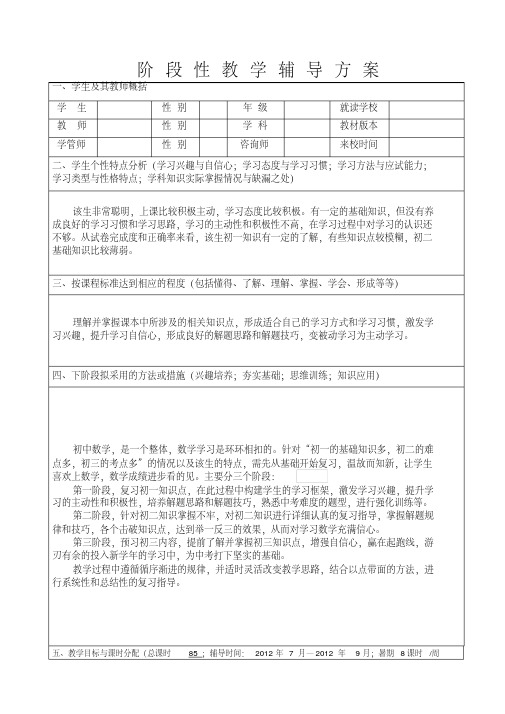 一对一辅导方案-初中数学